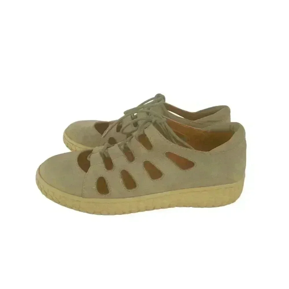 L Amour Des Pieds Shoes Womens 7M  Lite Gray Cutout Comfort Suede Shoes Lace Up - Picture 4 of 10